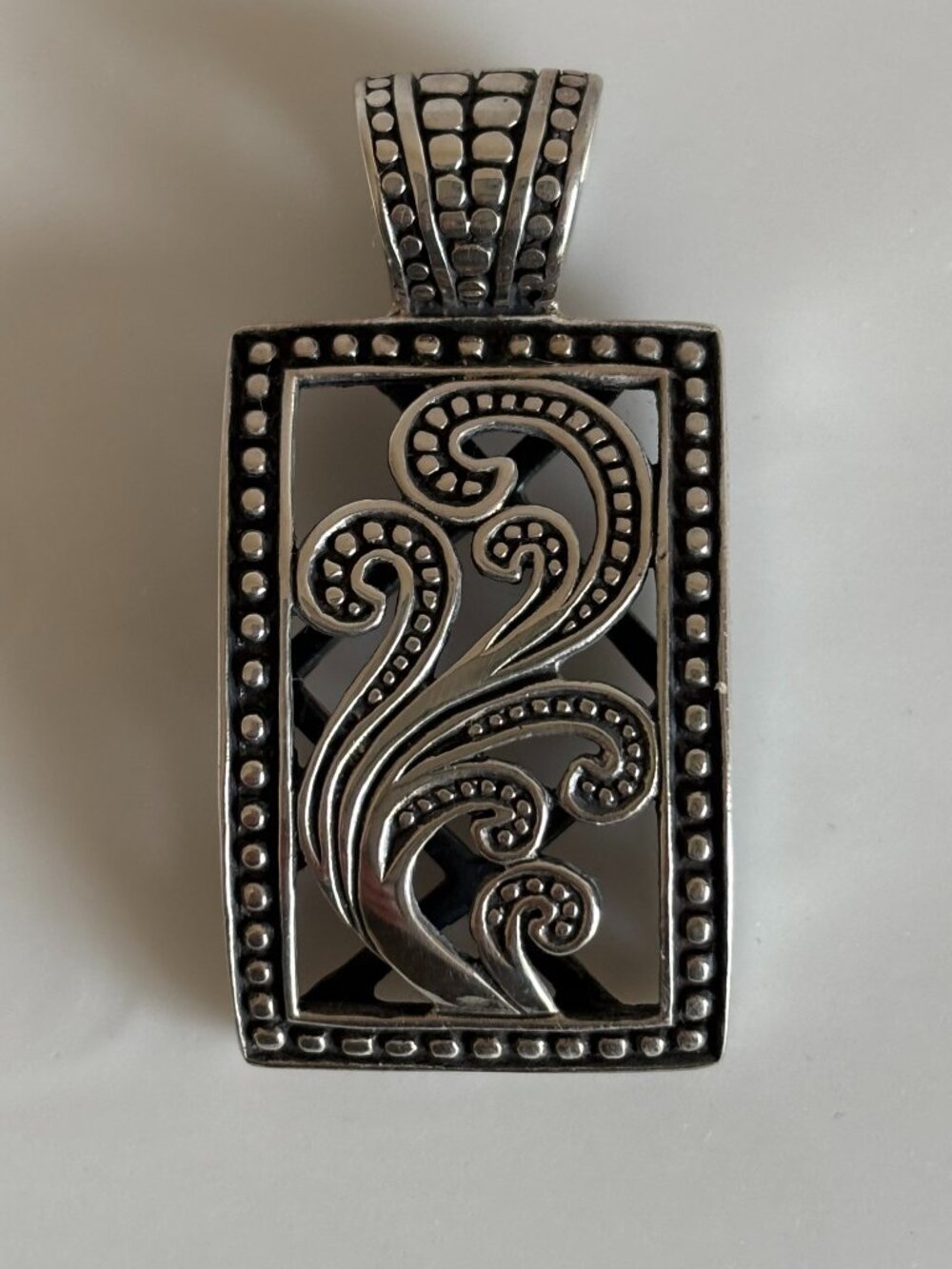 Silpada Sterling 925 Silver Paisley Filigree Rectangle Scroll Pendant S1744